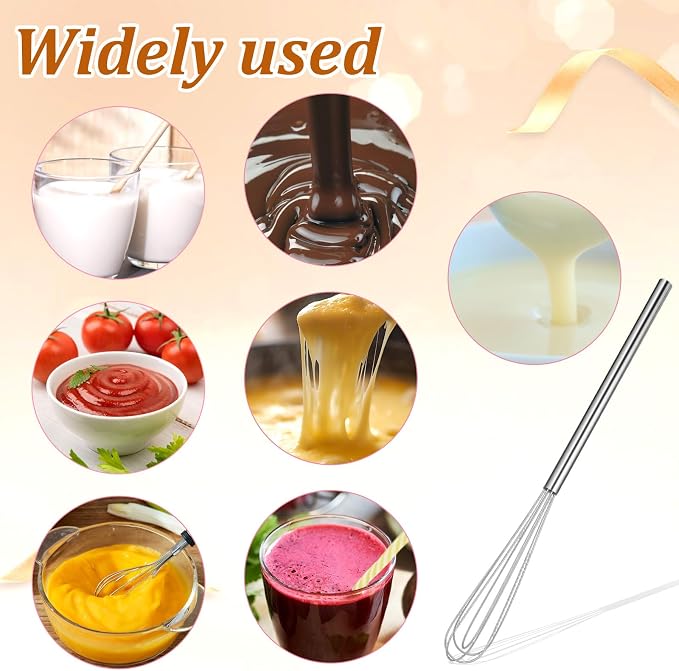 2 Pcs Mini Whisks Set, Stainless Steel Whisk Tiny Egg Whisk, Espresso Matcha Whisks Set Kitchen Baking Supplies For Cooking Steel Wire Gilded Kitchenware Multipurpose Cooking Supplies