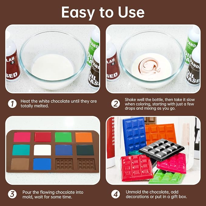 Brown Oil Based Food Coloring for Chocolate, Candy Melts, Donuts, Strawberries, Frosting, Cake, Professional Edible Dye for Baking - 80 Milliliters 2.7 Fl.Oz