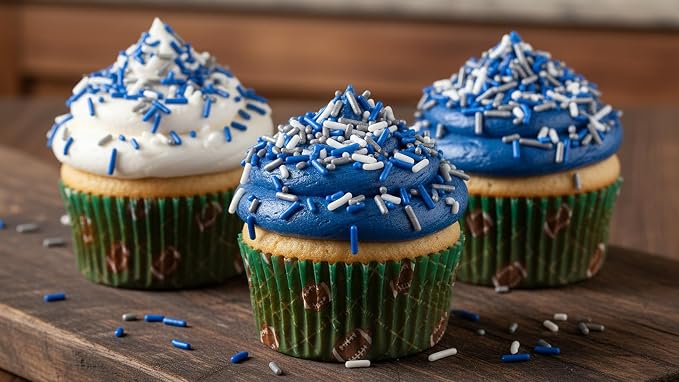 NCS Dallas Game Day Dark Blue, Silver & White Jimmies Edible Sprinkles – Cupcake, Cake & Cookie Decorations, 7 oz