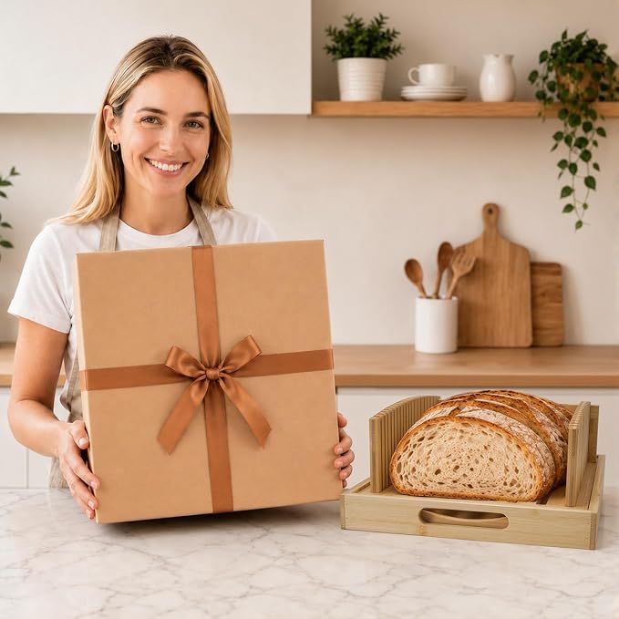 Bread Slicing Guide for Homemade Bread, Even Slicing Guides Fit Multi Size Bread, Bamboo Bread Slicer Guide for Home Baking