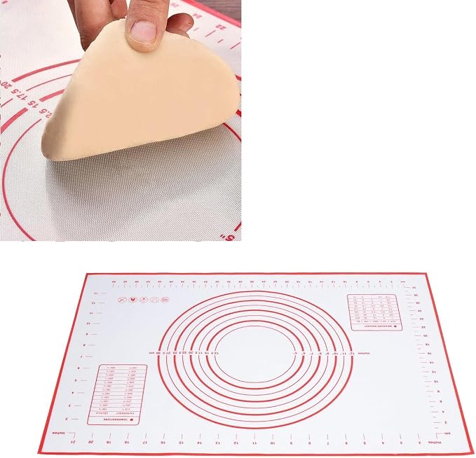 Silicone Pastry Baking Mat Dough, Non Slip Silicone Pastry Mat Extra Large with Measurements Kitchen Counter Kneading Cooking Board Pad Matt for Pie Pizza Cookies Fondant Making