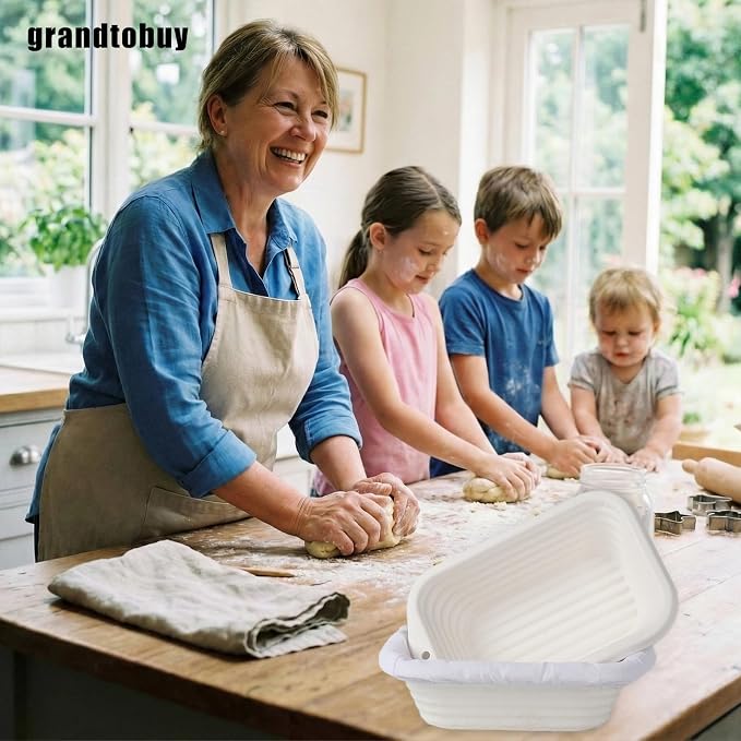 Sourdough Banneton Bread Proofing Basket - 6 x 8 Inch Rectangular Pulp Brotform with 30pcs Non-woven Liner Cover for Professional & Home Baking