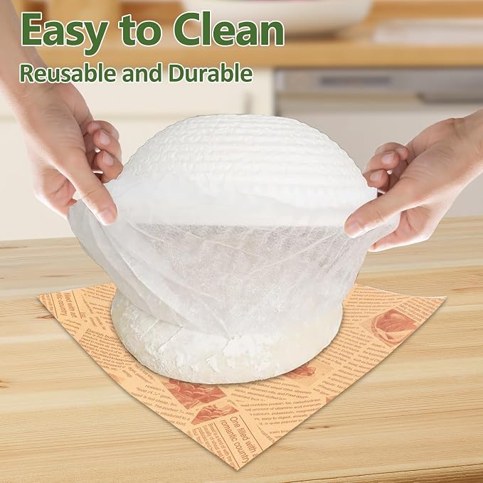 50Pcs Banneton Bread Proofing Basket Liner,21"Bread Bowls Liner Non-Stick Dough,BPA-Free Non Woven Sourdough Bread Basket Liners,Elastic Banneton Liners for Prevents Dough from Sticking to Basket
