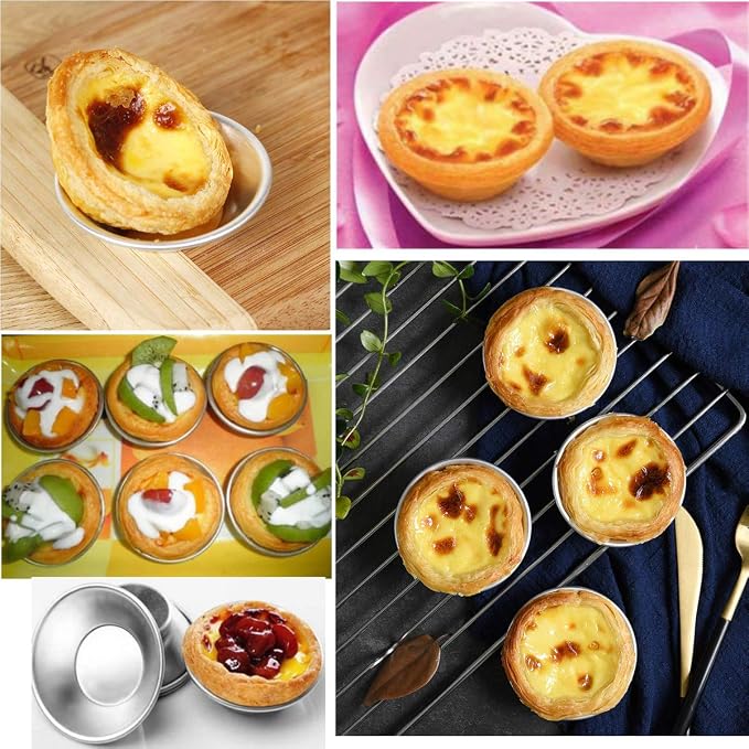 20Pcs Egg Tart Molds, Mini Tart Pan for Baking, Aluminium Puto Mold Pie Tins Cupcake Pudding Cups Mould