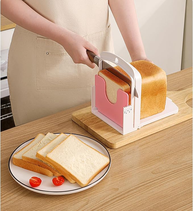 Bread Slicer for Homemade Bread with Thickness Guide - 5 Settings, Foldable & Wall-Mountable for Space-Saving Storage, Perfect for Toast & Cheese!