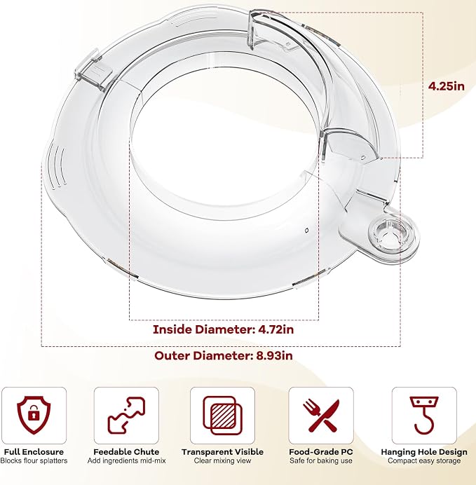 Pouring Shield for KitchenAid Tilt Head 4.5-5QT Stainless Steel Bowls Only, Upgraded Foldable Splash Guard Stand Mixer Accessories, kitchen aid Accessories and Attachments (Gray)