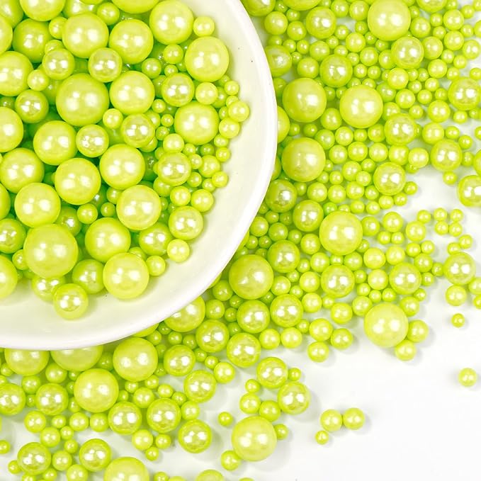 Edible Green Pearl Sprinkles, Sugar Pearl Sprinkles for Cake Decorating, 180g/6.35oz, Cupcake Toppers, Baking Cake Decorations, Cookies, Easter Wedding Party Holiday Supplies