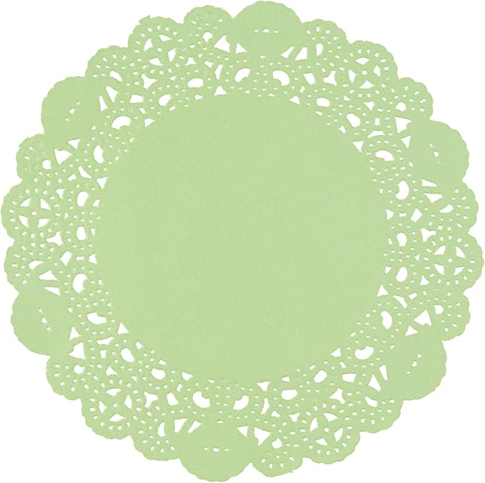 Restaurantware-Pastry Tek 6 x 6 Inch Paper Lace Doilies, 4000 Disposable Table Doilies - Elegant Lace Finish, Long Lasting, Green Paper Placemat, for Pastries, Cupcakes, Desserts