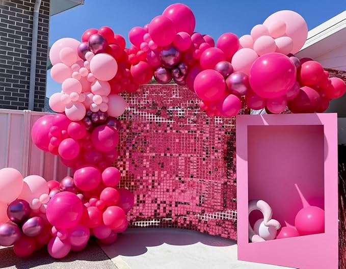 Pink Balloons Garland Arch Kit 170pcs, Hot Pink Metallic Pink Shades of Pink Valentine's Day Balloons for Birthday Wedding Princess Theme Engagements Baby Shower Party Decorations