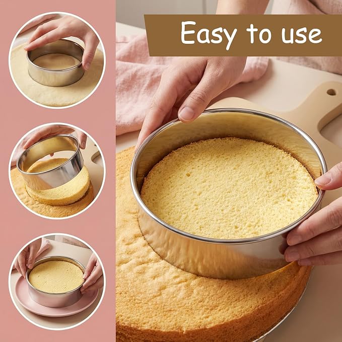 Cookie Shaper 6 Inch Cake Cutter Round 6 PCS Circle Cookie-Cutter Set Stainless Steel Biscuit Cutters for Baking Round Cookie Cutters for Cookies and Donuts (2, 3, 3.5, 4, 5, 6Inch)