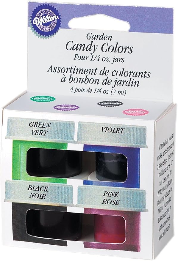 Wilton Candy Colors .25oz 4/PkgPink, Green, Violet & Black