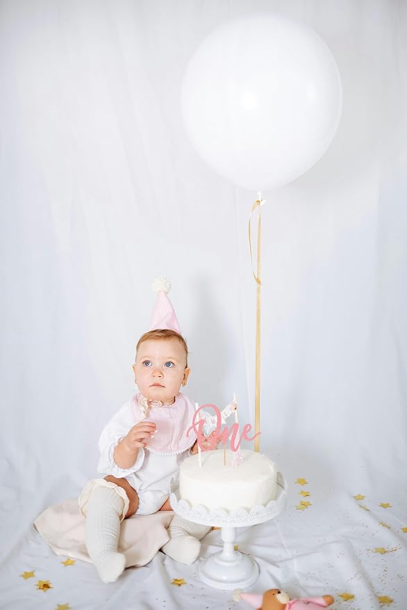 MYAMPED First Birthday Cake Topper - Glitter Pink 'One' Sign, Suitable for Shower Favors, Gender Reveal, Party or Photo Booth Props
