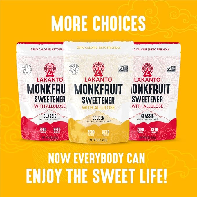 Lakanto Bulk Golden Monk Fruit Sweetener with Allulose - Bulk Raw Cane Sugar Substitute, Baking, Extract, Sugar Replacement (Golden - 20 kg)