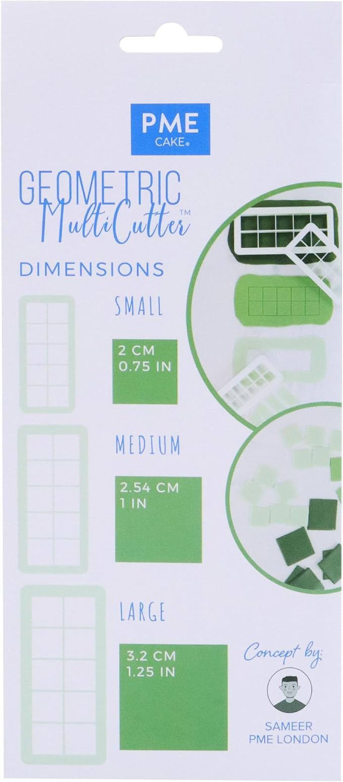 PME, Set Geometric Multicutters for Cake Design-Square-Small, Medium & Large Size, Set of 3, Standard, White