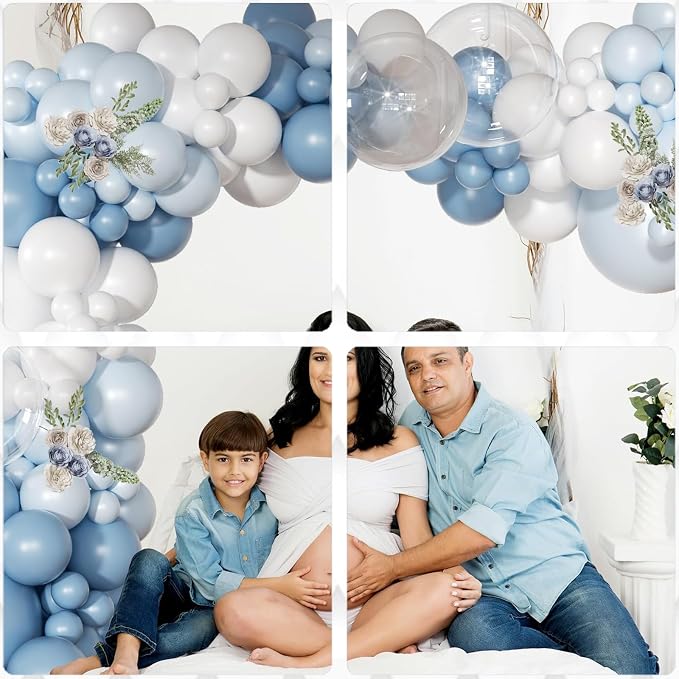 Archloon Dusty Blue Balloon Arch Kit 130 Pcs Light Blue and White Balloon Arch Garland Kit Include Macaron Balloons for Wedding Birthday Baby Shower Gender Reveal Bridal Decorations