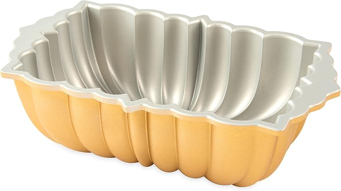 Nordic Ware Classic Fluted Loaf Pan, 6 Cup, Gold