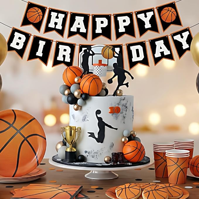 Basketball Cake Toppers, Qoadwem 29pcs Basketball Hoop Cake Decorations Sport Cake Party Decorations Sports Party Supplies With Cake Balls