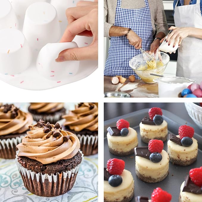 SHEbaking Egg Bites Silicone Mold 7 Cups Egg Bite Mold Non-Stick Air Fryer Egg Mold Muffin Pan for Baking Egg Bite Maker for Mini Muffins, Tart, Mini Cupcake BPA Free