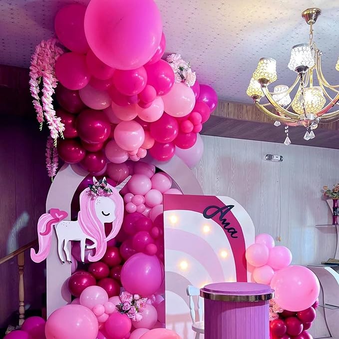 YMSZ Pink Balloon Garland Arch Kit, Hot Pink Balloons Metallic Balloon for Birthday,Princess, Wedding, Baby Shower, Valentine's Day Party Decorations