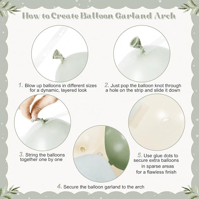 Sage Green Dusty Blue Balloon Arch Kit 124Pcs blue Green Light Green Sand White Balloons for Baby Shower Bridal Shower Anniversary Birthday Party Decorations