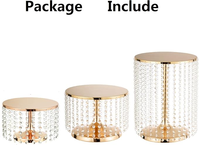 Gold Metal Cake Stand for Set of 3, 12in Round Wedding Cupcake Holder for Table, Dessert Cupcake Pedestal Display Plate for Party Wedding Anniversary Baby Shower
