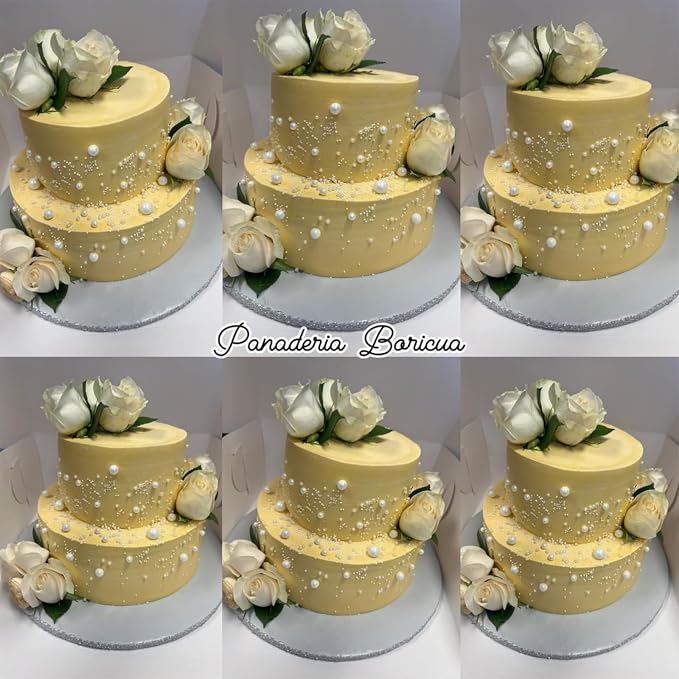 PhilaeEC White Pearls 4mm Size Sprinkles for Cake Decoration Edible Candy Baking Cookie Cupcake Toppers Wedding Party Valentines Halloween Christmas Supplies 3.88oz