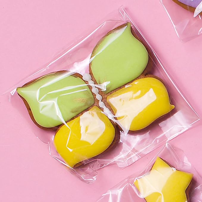 Morepack Self Sealing Cellophane Bags Self Adhesive,5x6 Inches Clear Resealable Cookie Bags for Gift Giving 200Pieces