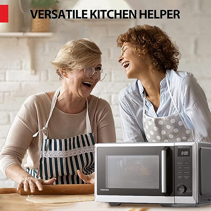 TOSHIBA 6-in-1 Inverter Countertop Microwave Oven Healthy Air Fryer Combo, MASTER Series, Air Fryer, Broil, Convection, Speedy Combi, Even Defrost, Sound On/Off 27 Auto Menu Stainless Steel (Renewed)