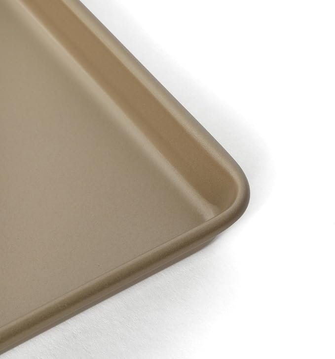 Martha Stewart Gallen 13 x 9 Inch Nonstick Carbon Steel Cookie Sheet - Champagne Durable Baking Pan for Cookies, Brownies & Roasting