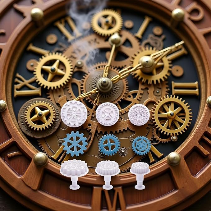 6Pcs Gear Cookie Cutters, for Steampunk Cogs Plunger Mold, 3D Gear Cookie Stamp Mold, Clock Wheel Biscuits Fondant Molds for Cake Cookie food Decoration Cookie Cutters Baking Tools