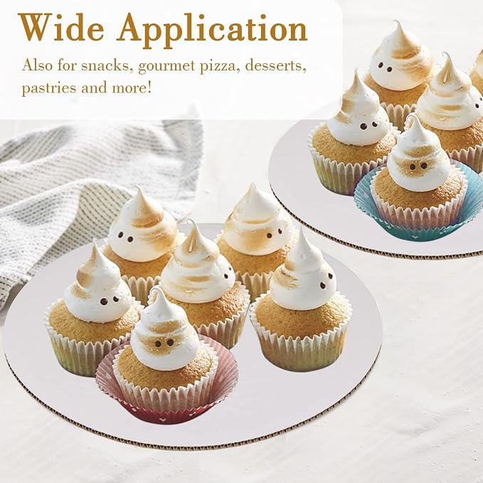 Sudaya Cake Boards 50 PCS, Cake Boards 10 Inch Round, Cardboard Cake Rounds, Disposable Cake Plates, Food Grade Cake Base Cake Tray Cake Circles, 10 Inch Cake Board White Cardboard Circles Round Base