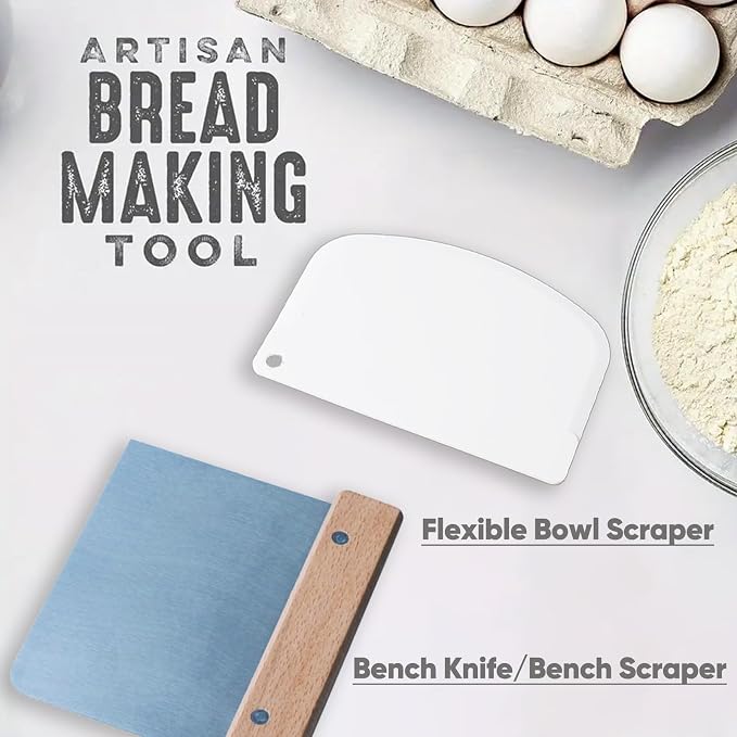 Banneton Bread Proofing Basket Set with Brochure & Baking Supplies, 9 Inch Round Proving Bowl with Liner & Making Tools, Sourdough Starter Kit, Handmade from Quality Natural Indonesian Rattan