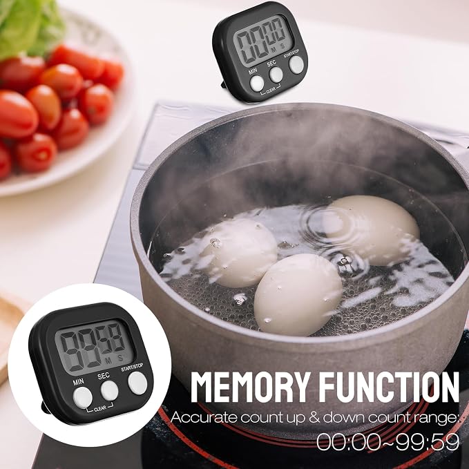 Leumoi 24 Pcs Digital Kitchen Timers Bulk Timer for Classroom Small Magnetic Timer On/Off Switch Countdown Loud Alarm for Cooking School Student Teacher Exercise Training Baking Work(Black)