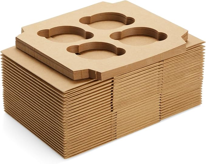 Juvale Cupcake Boxes - 6 x 6 in, 24 Count, Brown - 4-Cup Insert & Clear Window Cupcake Containers & Muffin Boxes