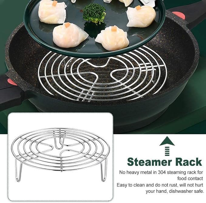 Round Steamer Rack and Cooling Rack,Stainless Steel Pot Trivet, Wire Steamer Kettle Rack Holder, Fit for Pots Cookware Pressure-Cooker Pans Up (16x4cm/6.3x1.57inch)