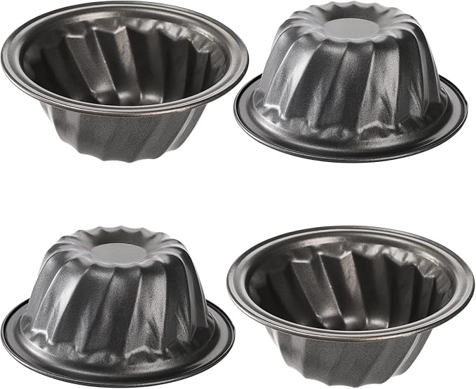 Frcctre 10 Pack 4 Inch Nonstick Mini Flan Molds Pan Carbon Steel Cake Pan | Reusable Metal Baking Molds Baking Pan for Cupcake, Muffin, Brownie, Bavarois