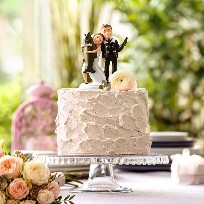 Remerry 4.5" Wedding Bride and Groom Cake Topper Vintage Elegant Wedding Cake Topper Couple Figurine Novios Para Pastel for Engagement Romantic Funny Couple Statue Anniversary(Come Back Loaded,White)