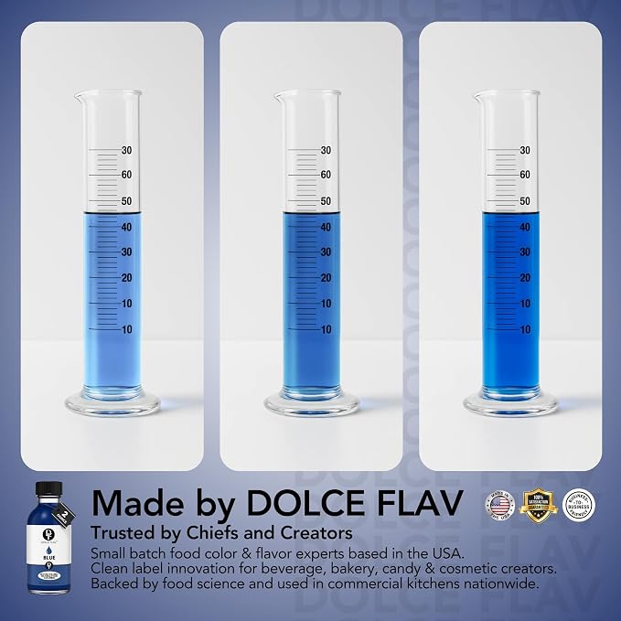 Dolce Flav Natural Blue Food Coloring – 2 oz Vibrant Plant-Based Color from Spirulina | Water-Soluble Liquid Dye for Baking, Drinks & Frostings | Graduated Dropper Included | No Artificial Dyes | Kosher | Made in USA