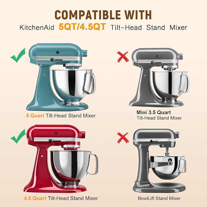 Chocolate Coating Attachments Compatible with KitchenAid 4.5-5 Qt Tilt-Head Stand Mixer, 304 Stainless Steel Sugar Coating Machine for Nuts, Almonds and Fruits