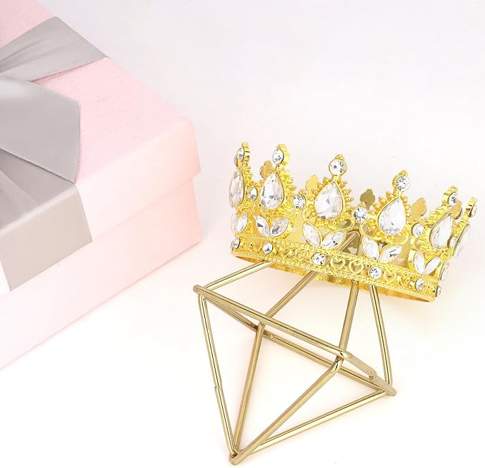 Gold Crown Cake Topper Happy Birthday Cake Toppers Wedding Cake Toppers Mini Crowns for Flower Bouquets Party Decorations