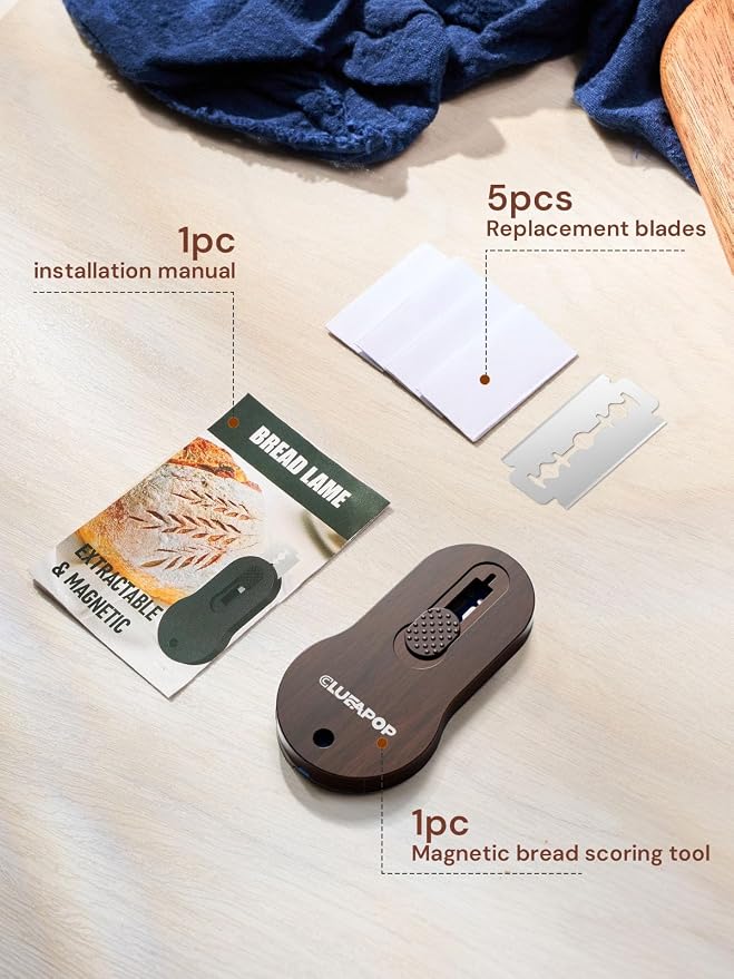 CLUEAPOP Bread Lame | Sourdough Scoring Tool | Bread Scoring Tool | Lame Bread Tool | Sourdough Tools Includes 5 Bread Razor Blades, Extractable & Magnetic Scoring Knife for Bread Baking
