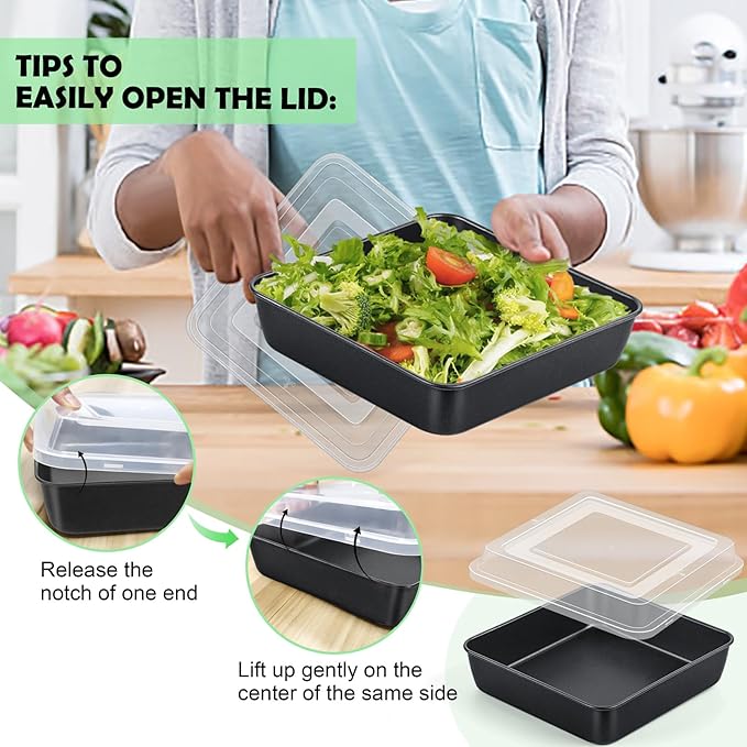TeamFar 9x9 Inch Square Cake Pan with Lid, Non-Stick Square Baking Roasting Pan, with Stainless Steel Core for Cooking Brownie Lasagna, Non-Toxic & Heavy-Duty, Release & Clean Easily (1 Pan+1 Lid)