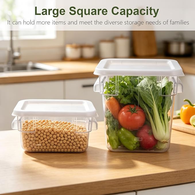 4-Piece Dough Fermentation Buckets with Lids, Baking Storage Container, Clear Plastic Stackable Container with Dual-handle for Kitchen Restaurant & Pantry Organization