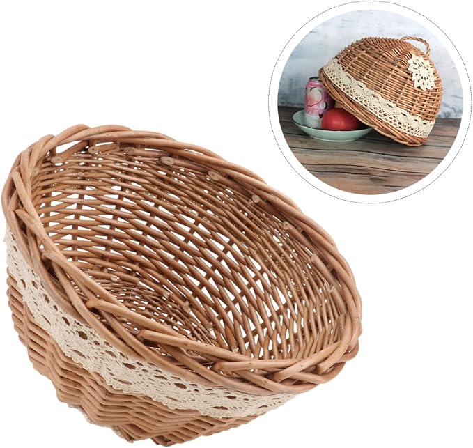 Rattan Basket Food Protector Household Basket Storage Container Decorative Accessory