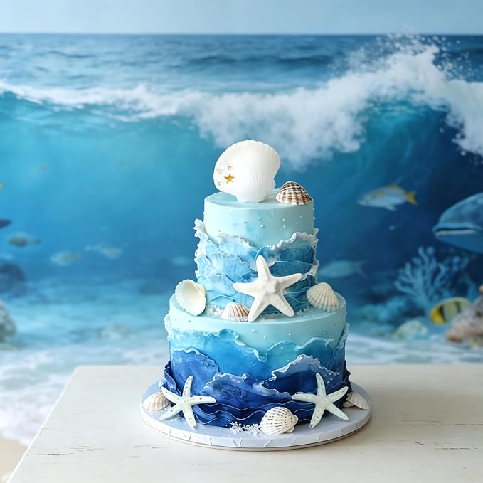 Beach Seashells Cake Decorations Under the Sea Cake Topper Under the Sea Birthday Party Decorations Starfish Shells Ocean Cake Topper Summer Beach Party Supplies