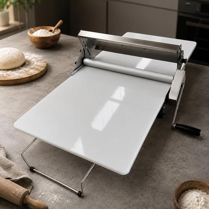 Folding Dough Sheeter, Countertop Dough Sheeter,Dough Roller Machine Stainless Steel Sheeter 0.2-25mm Adjustable Thickness Stainless Steel Manual Dough Sheeter Machine W Electric automatic