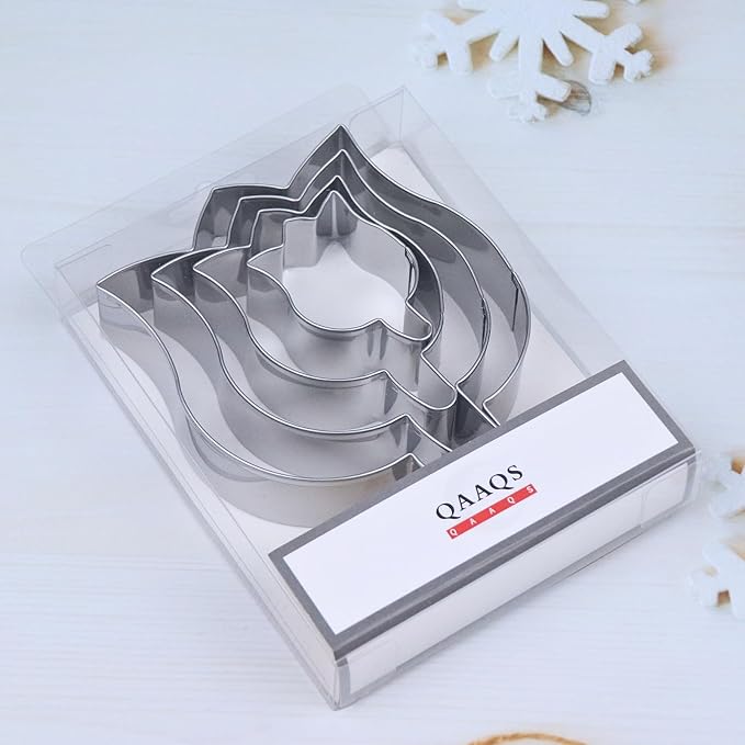 Tulip Flower Cookie Cutter Set Large - 5", 4", 3", 2" - 4 Piece - Stainless Steel