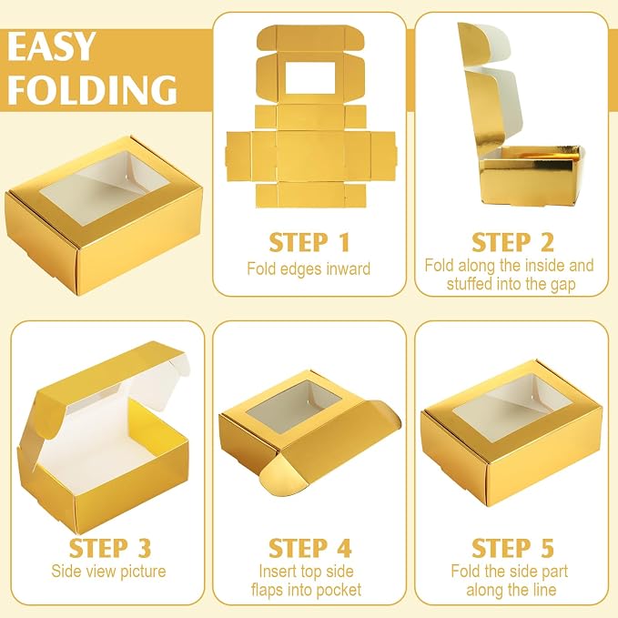 Zonon 60 Pcs Soap Boxes for Homemade Packaging, Mini Kraft Boxes with Window for Bakery Candy Soap Making Gift Packaging, 3.7x2.6x1.4 Inch (Light Gold)