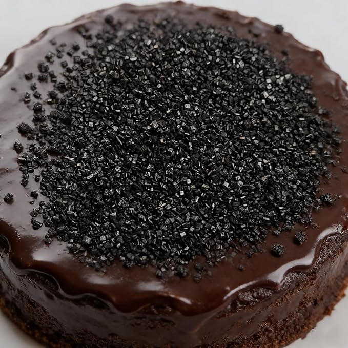 HeDeon&Rles Edible Black Sanding Sugar Crystals for Baking 120g/4.23oz Sparkling Sugar Crystals Cake Cupcake Pancake Ice Cream Top Birthday Wedding Halloween ChristmasCake Decoration