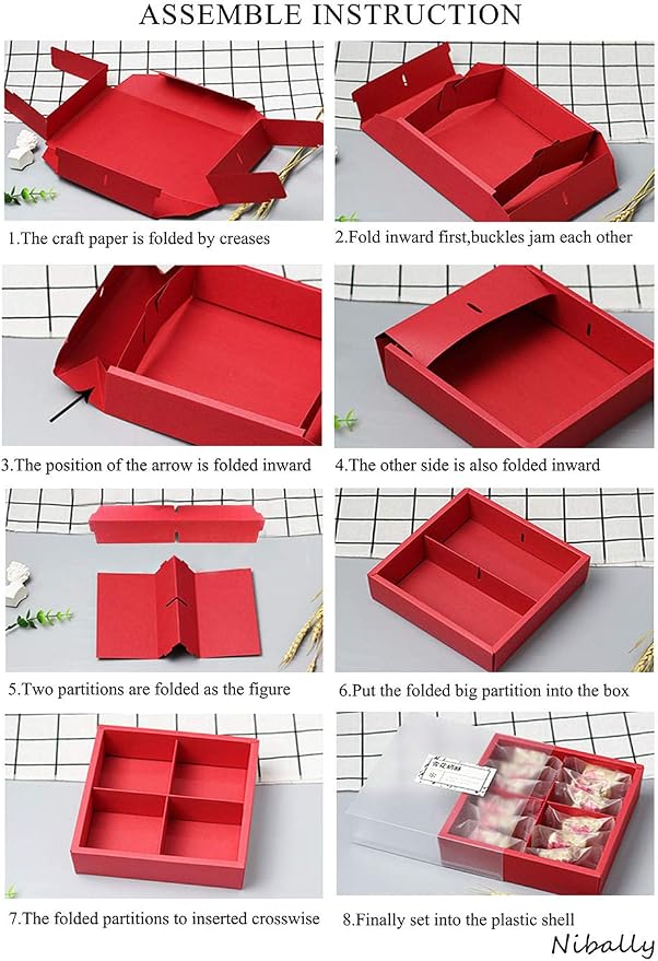 15 Packs Cupcake Boxes with Inserts and Display Windows,Brown Kraft Treats Gift Boxes,Cupcake Containers for Baking Pastries Goodies Biscuits(4 Lattices)
